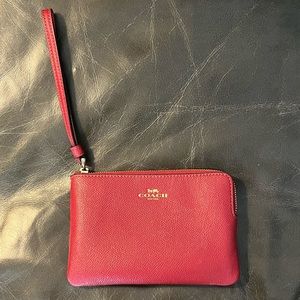 Red Leather Coach Wristlet